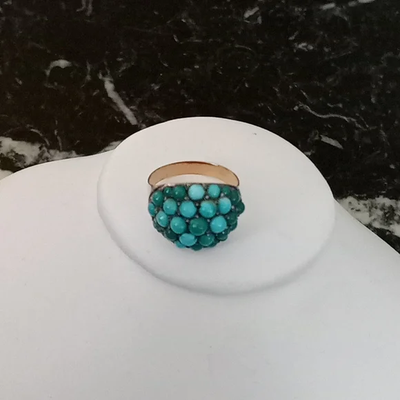 Antique beautiful turquoise more than 100 years old on a gold ring. - Picture 3 of 5
